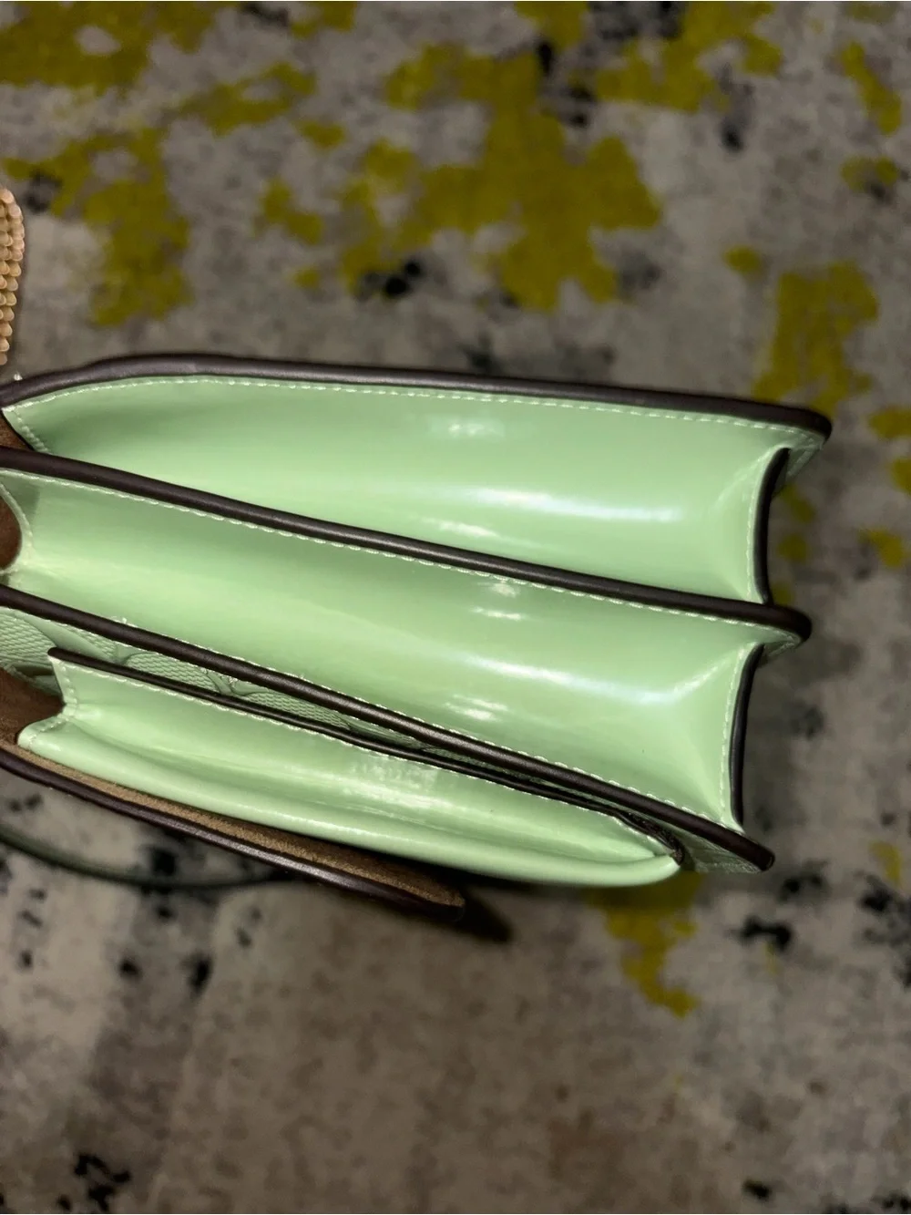 Coach Mint Green Embossed Leather Shoulder Bag with Gold Chain